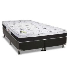 Cama Box Queen: Colchão Espuma Luckspuma D33/AG65  Aspen Super Firme + Base CRC Suede Black(158x198)