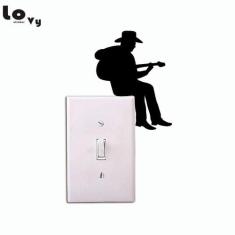 Kit 2 Adesivos Interruptor Infantil Musica Cowboy Violão - Pottes Ades