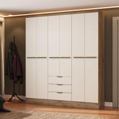 Guarda Roupa Casal 6 Portas Troy Carraro Noce c/ Off White