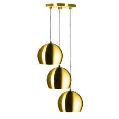 Lustre Pendente Aluminio Bola Triplo 15cm Dourado - MARRYLUZ
