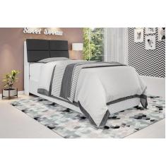 Cabeceira box Solteiro 0,88 Isis Branco com Painel Class Preto - Frama