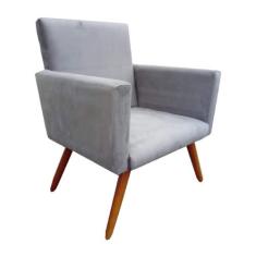 Poltrona Decorativa Nina sem Rodapé Suede Cinza - JBF Poltronas
