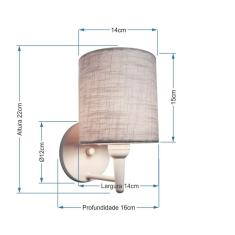 Arandela Cilíndrica Vivare Md-2009 Base Alumínio Branco Cúpula em Tecido - Bivolt