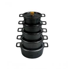 Jogo Caçarola Panela Craqueada Alça Alumínio 16 A 24 Preto