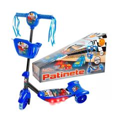 Patinete com Cesta Infantil 3 Rodas Radical Corrida Divertida com Luz e Som DM Toys DMR5026