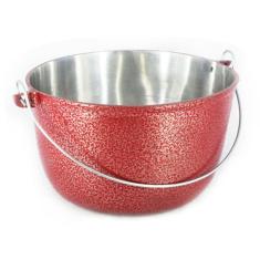Caldeirão Alumínio Fundido Craqueado Alça Galvanizada Vermelho 22cm