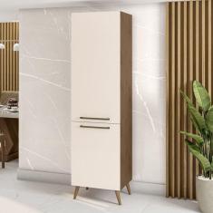 Paneleiro Simples 2 Portas 4 Prateleiras Favorita Marrom/Off White