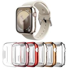 Rc-Z Capa para Apple Watch séries 9/8/7 de 41 mm, [pacote com 6] protetor de tela de TPU macio ultrafino, acessórios de substituição para iPhone Watch séries 9/8/7 de 41 mm