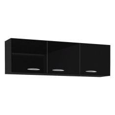 Armário Aéreo para Cozinha 3 Portas 120 cm Preto – Poquema