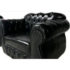 1 SOFÁ CHESTERFIELD CAPITONE IMPERATRIZ 2.30M (3 lugares) + 2 POLTRONAS - CORANO PRETO / sala - recepção - barbearia -TV