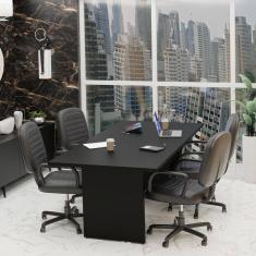 Mesa De Reunião Para Escritório 200x100cm Preto