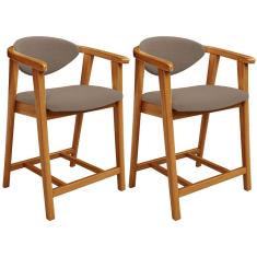 Kit 02 Banquetas Baixa Cozinha Sala de Jantar Bancada Cecília L02 Bouclê Bege - Lyam Decor