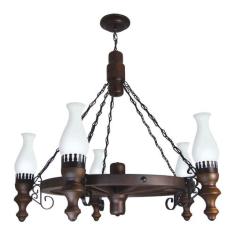 Lustre Muller Roda Carroça  5 Lâmpadas Envelhecido 905E - LUMINARIAS M