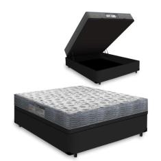 Cama Box Com Baú Casal + Colchão D33 Ortobom Iso 100 138cm, Preto