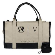 Bolsa Tote Bag Feminina Lona Com Alça Fixa e Tranversal Removível Fech