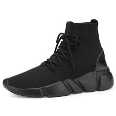 Casbeam Tênis de corrida feminino, sem cadarço, tênis de caminhada, leve, respirável, confortável, para trabalho, academia, tênis estilosos, Todo preto-059, 38