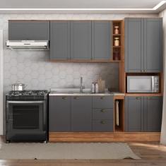 Cozinha Completa Milla  Armário E Balcão Nog-cinza Carraro