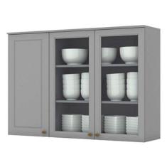 Armário Aéreo 3 Portas Com Vidro 120 Cm Nova York Cinza - Henn - MÓVEI