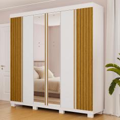 Guarda-Roupa Casal Suíça Com Espelho 6 Portas Linhamobília
