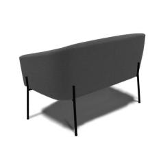 Sofá Namoradeira 2 Lugares Pé Ferro Preto Stella Bouclê Grafite D03 - 