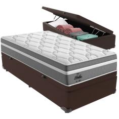 Cama Box Baú Marrom e Colchão Berlim Molas Ensacadas Solteiro Probel