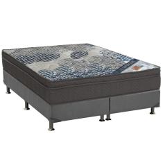 Cama Box Queen: Colchão Molas Ortobom Superpocket Iso Firme + Base Crc Suede Cinza(158X198)