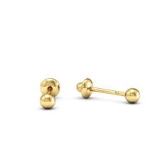 Brinco Bolinha Infantil segundo furo Ouro 18k - Casa das Joias Online,