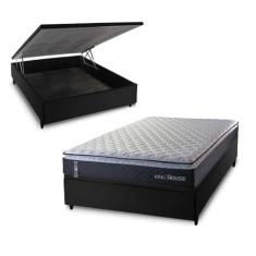 Conjunto Box Baú Casal Dakota Preto 138x188x64 Espuma D33