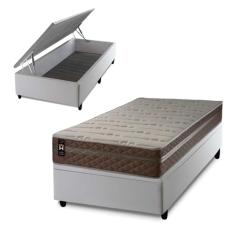 Conjunto Box Baú Branco Georgia Bege 88x188x67 c/ Molas Ensacadas