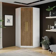 Guarda-Roupa de Canto 2 Pts Kappesberg Adapt Branco/Nogueira