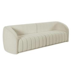 Sofá 04 Lugares Para Sala De Estar 252 Cm Lazio M03 Bouclê Bege Claro 