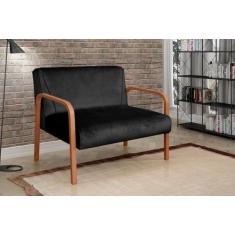 Namoradeira Anita Sofá 2 Lugares Moderna Braço Madeira - BELLA DECOR