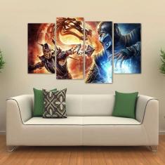 Quadro Decorativo Scorpion E Sub Zero Em Tecido 4 Peças 1