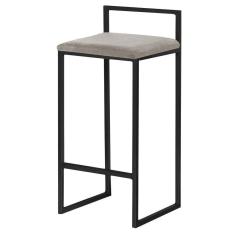 Banqueta Decorativa Jasmine Base Preto Veludo Cinza