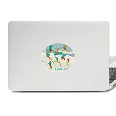 Esqui de inverno com ilustração colorida e emblema de vinil, adesivo para laptop