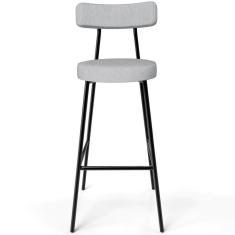 Banqueta Alta Bar Cozinha Sala De Jantar Estrutura Em Aço Milão L02 Linho Cinza - Lyam Decor