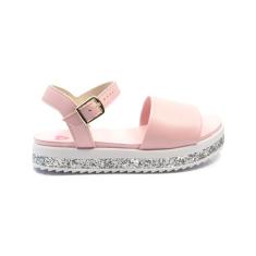 Sandália Infantil Menina Molekinha Flatform Rosa/Prata 33