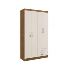 Guarda roupa Solteiro Treviso 4 Portas, Nogueira/Off white