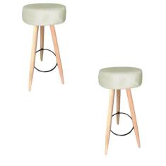 Kit 02 Banqueta Alta Flora Pés Palito em Madeira Branco para  Bar Bist