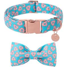 UP URARA PUP Coleira de Dia dos Namorados com gravata borboleta, gola borboleta de coração de donut com fivela de metal, presente de dia dos namorados, coleira de animal de estimação para filhotes,