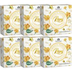 6UN Sabonete Vegetal Rosas Amarelas 170G Davene