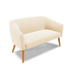 Namoradeira 02 Lugares Stella Suede Pés Palito Castanho - D'rossi Cor Cinza