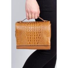 Bolsa pequena tiracolo de couro croco Deise-Feminino