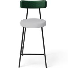 Banqueta Baixa Bar Cozinha E Sala De Jantar Milão L02 Facto Verde Musgo Linho Cinza - Lyam Decor