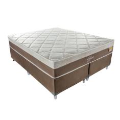 Cama Box Queen Orion com Colchão Queen Molas Ensacadas Marrom e Bege