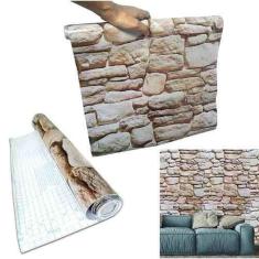 Kit Papel De Parede 6 Unid Pedra Marrom Claro Autoadesivo