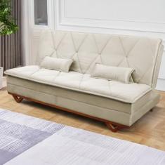 Sofá Cama Estoril 1,90m Bege Suede Velut - King House