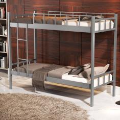 Beliche Mônaco Solteiro de Aço Galvanizado Cinza + Colchão D20 Probel 78cm