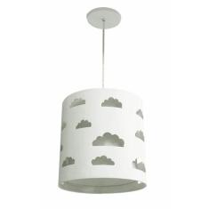 Lustre infantil pendente nuvens  recortes branco 25x25 - TOM LUZ