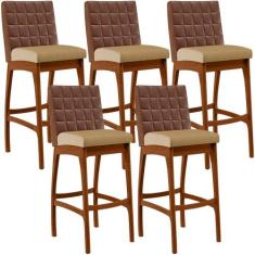 Kit 05 Banquetas Altas Sala De Jantar Fixa Mila L02 material sintético